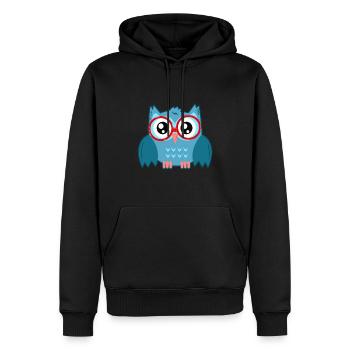 Eule mit Brille - Männer Premium Bio Hoodie - Schwarz - Vorne - Nico (187cm)