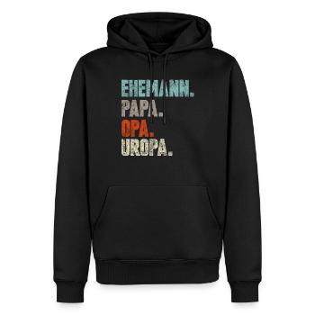 Uropa - Männer Premium Bio Hoodie - Schwarz - Vorne - Nico (187cm)