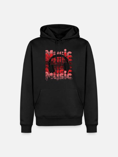 Écouteurs - Sweat à capuche Premium bio Homme - noir