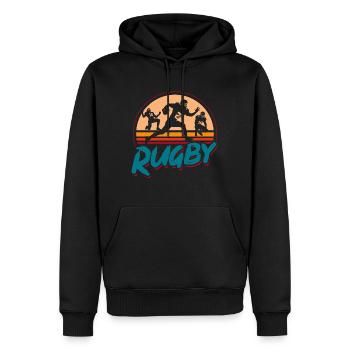 Rugby, rugby players - vintage - Men’s Premium Organic Hoodie - black - Front - Nico (187cm)
