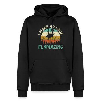 J'en fais 40 en flammes - Sweat à capuche Premium bio Homme - noir - Devant - Nico (187cm)