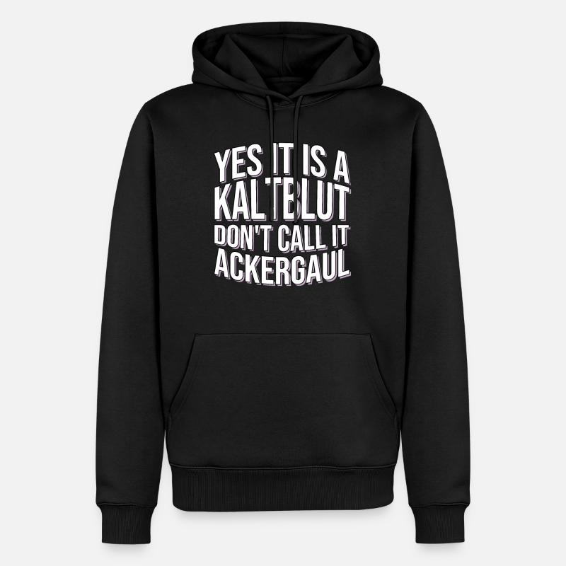 Pferd Spruch Kaltblüter - Männer Premium Bio Hoodie - Schwarz
