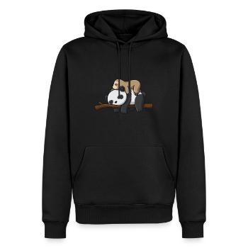 Panda paresseux amoureux mignon dormir mignon - Sweat à capuche Premium bio Homme - noir - Devant - Nico (187cm)