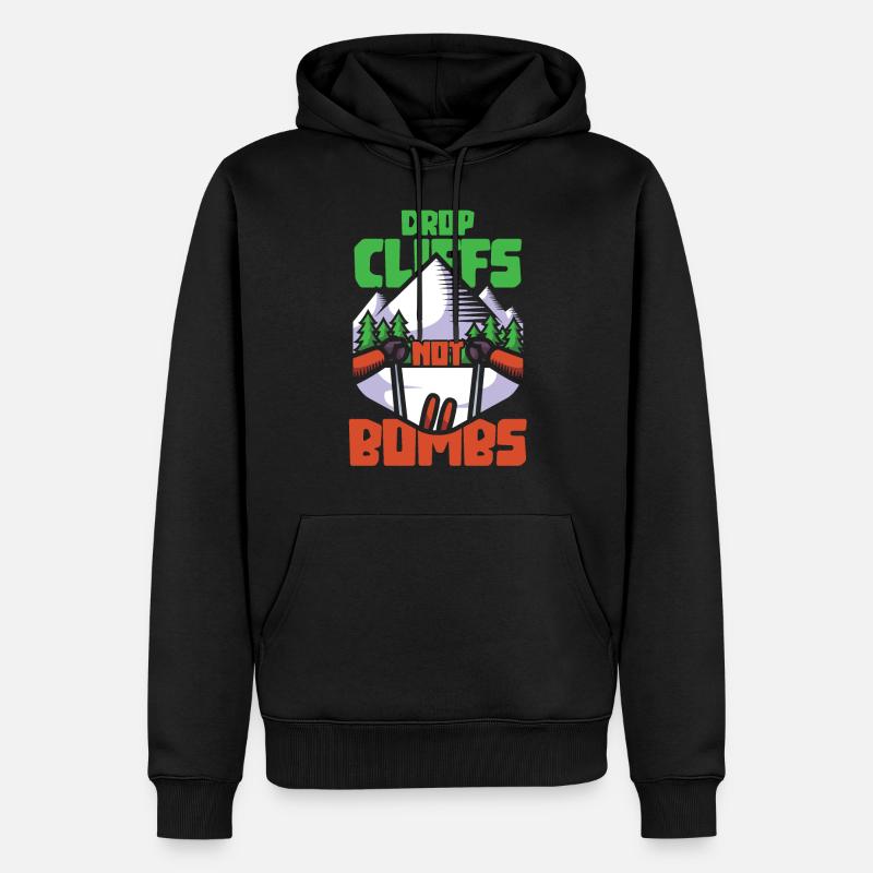 Ski - Drop cliffs not bombs - Männer Premium Bio Hoodie - Schwarz