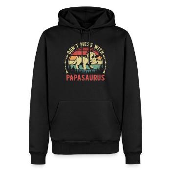 Papasaurus Dino T-Rex Lustiges Vatertag Geschenk - Männer Premium Bio Hoodie - Schwarz - Vorne - Nico (187cm)
