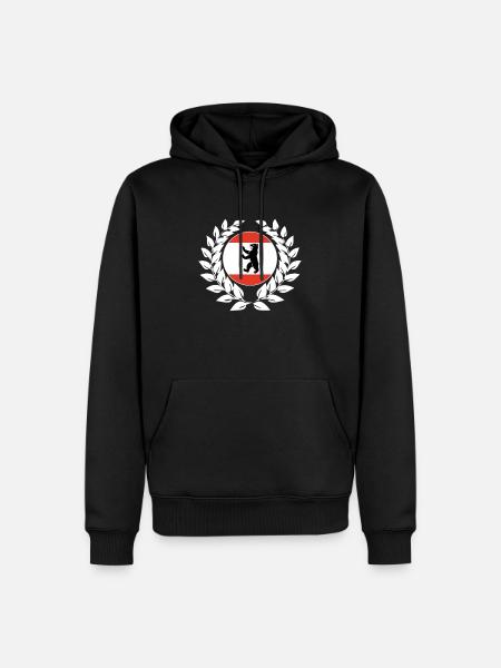 Berlin Lorbeerkranz - Männer Premium Bio Hoodie - Schwarz