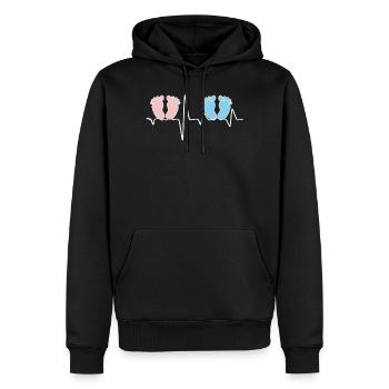 Heartbeat EKG twin mother twin père tea - Sweat à capuche Premium bio Homme - noir - Devant - Nico (187cm)