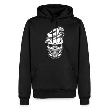 Crâne de Grantler Granteln avec barbe Gamsbart - Sweat à capuche Premium bio Homme - noir - Devant - Nico (187cm)
