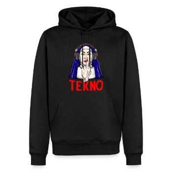 Tekno Underground nun majeur doigt techno - Sweat à capuche Premium bio Homme - noir - Devant - Nico (187cm)