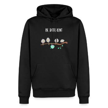 Bird - Be Different Funny Saying Conformity - Men’s Premium Organic Hoodie - black - Front - Nico (187cm)