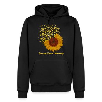 Sarcoma Cancer Awareness Yellow Ribbon Sunflower - Men’s Premium Organic Hoodie - black - Front - Nico (187cm)