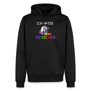 Ich Hasse Menschen Einhorn Kotzen Regenbogen Bunt - Männer Premium Bio Hoodie - Schwarz - Vorne - Nico (187cm)