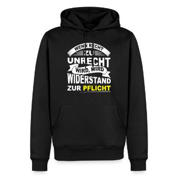 Protestshirt gegen Einschränkung der Grundrechte - Männer Premium Bio Hoodie - Schwarz - Vorne - Nico (187cm)