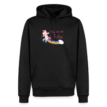 Einhorn Mit Rollschuhen They See Me Rollin - Männer Premium Bio Hoodie - Schwarz - Vorne - Nico (187cm)