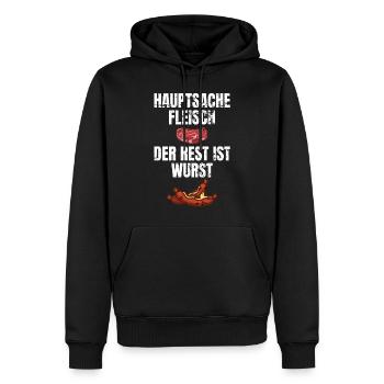 Hauptsache Fleisch Grillmeister Geschenk - Männer Premium Bio Hoodie - Schwarz - Vorne - Nico (187cm)