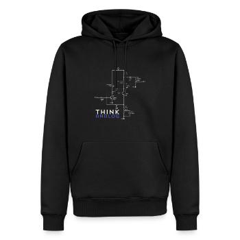 Retro denken - Männer Premium Bio Hoodie - Schwarz - Vorne - Nico (187cm)