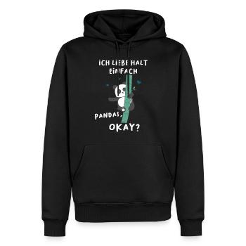 Panda Bambus Ich Liebe Pandas Pandabär - Männer Premium Bio Hoodie - Schwarz - Vorne - Nico (187cm)