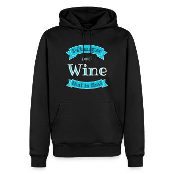 Pétanque et vin c'est bien! - Sweat à capuche Premium bio Homme - noir - Devant - Nico (187cm)