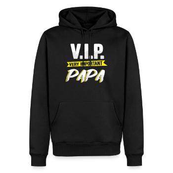 Cadeau très important pour la fête des pères papa VIP - Sweat à capuche Premium bio Homme - noir - Devant - Nico (187cm)