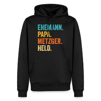 Metzger Fleischer Metzgerei - Männer Premium Bio Hoodie - Schwarz - Vorne - Nico (187cm)