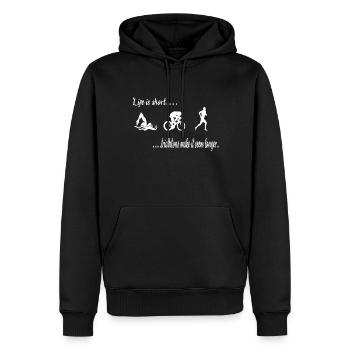 Cadeau triathlon triathlète - Sweat à capuche Premium bio Homme - noir - Devant - Nico (187cm)