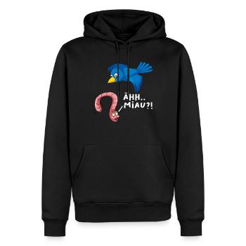 ÄHH Miau?! Lustiges Vogel Wurm Witz mit Spruch - Männer Premium Bio Hoodie - Schwarz - Vorne - Nico (187cm)