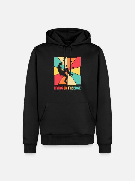 Leben am Rande Kletterwand - Männer Premium Bio Hoodie - Schwarz