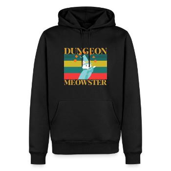 Retro cat dungeon meowster - rpg dice gift - Men’s Premium Organic Hoodie - black - Front - Nico (187cm)