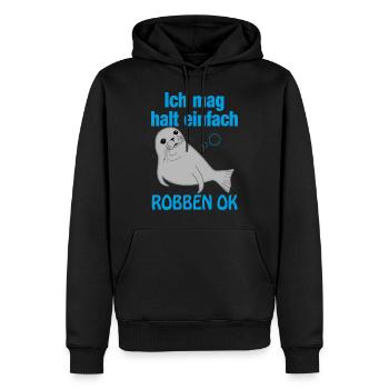Ich Mag Robben Seerobben Spruch Lustig Geschenk - Männer Premium Bio Hoodie - Schwarz - Vorne - Nico (187cm)