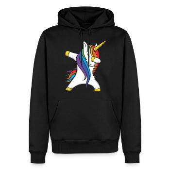 Dabbing Unicorn Einhorn - Männer Premium Bio Hoodie - Schwarz - Vorne - Nico (187cm)