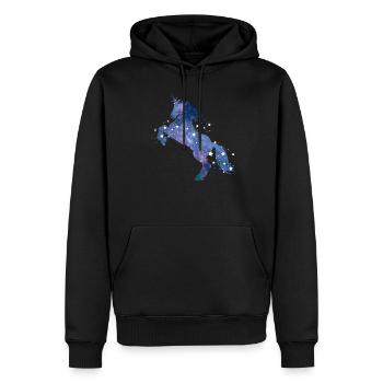 Cadeau de licorne avec étoiles espace extra-atmosphérique - Sweat à capuche Premium bio Homme - noir - Devant - Nico (187cm)