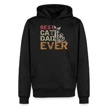 Meilleur papa de chat jamais t-shirt Papa drôle de chat - Sweat à capuche Premium bio Homme - noir - Devant - Nico (187cm)