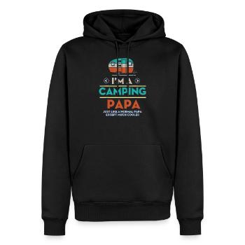 Camping papa chemise drôle camping-car papa papa - Sweat à capuche Premium bio Homme - noir - Devant - Nico (187cm)