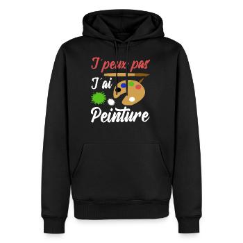 Peinture shirt je peux pas j´ai peinture artiste - Sweat à capuche Premium bio Homme - noir - Devant - Nico (187cm)