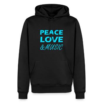 Peace Love & Music - Männer Premium Bio Hoodie - Schwarz - Vorne - Nico (187cm)