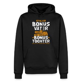 Stolzer Bonus Papa Vater Bonuspapa Stiefvater NEU - Männer Premium Bio Hoodie - Schwarz - Vorne - Nico (187cm)