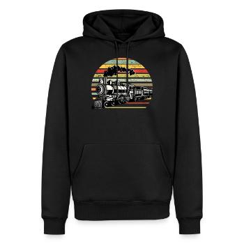 Cadeau de chemin de fer rétro conducteur de locomotive - Sweat à capuche Premium bio Homme - noir - Devant - Nico (187cm)