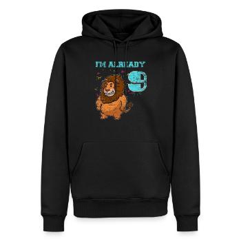 Lion 9e anniversaire anniversaire des enfants - Sweat à capuche Premium bio Homme - noir - Devant - Nico (187cm)