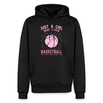 Just a girl who loves basketball - Men’s Premium Organic Hoodie - black - Front - Nico (187cm)