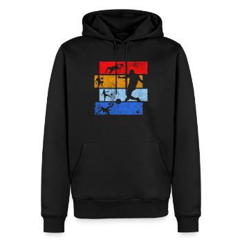 Joueur de football rétro club de football vintage - Sweat à capuche Premium bio Homme - noir - Devant - Nico (187cm)