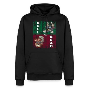 Bull vs Bear Aktien Börsen Tshirt - Männer Premium Bio Hoodie - Schwarz - Vorne - Nico (187cm)