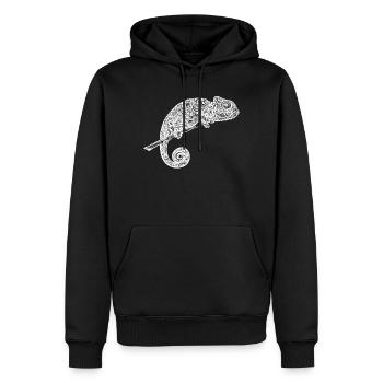 Chameleon white - Men’s Premium Organic Hoodie - black - Front - Nico (187cm)