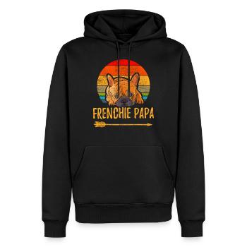 Bouledogue français Frenchie papa père - Sweat à capuche Premium bio Homme - noir - Devant - Nico (187cm)