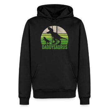 Funny Daddy Dinosaur T Shirt Daddysaurus Fathers - Men’s Premium Organic Hoodie - black - Front - Nico (187cm)