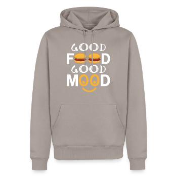 Good Food Good Mood - Männer Premium Bio Hoodie - Taupe - Vorne - Nico (187cm)