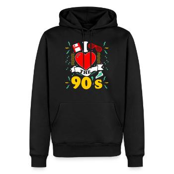 Rétro I Love 90s Outfit Heart Party Gifts - Sweat à capuche Premium bio Homme - noir - Devant - Nico (187cm)