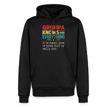 Grumpa sait tout pour la fête des pères de Noël - Sweat à capuche Premium bio Homme - noir - Devant - Nico (187cm)