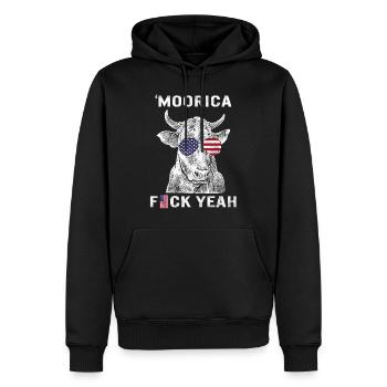 Moorica Fuck Yeah amerikanische Kuh Moo Sonnenbrille - Männer Premium Bio Hoodie - Schwarz - Vorne - Nico (187cm)
