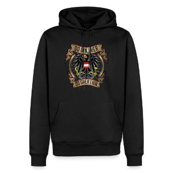 Österreich - Do bin i her, do gher i hin! Spruch - Männer Premium Bio Hoodie - Schwarz - Vorne - Nico (187cm)