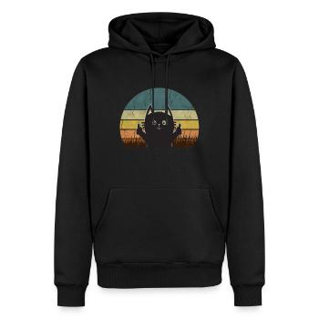 Chat vintage doigt chaton vintage rétro cadeau - Sweat à capuche Premium bio Homme - noir - Devant - Nico (187cm)